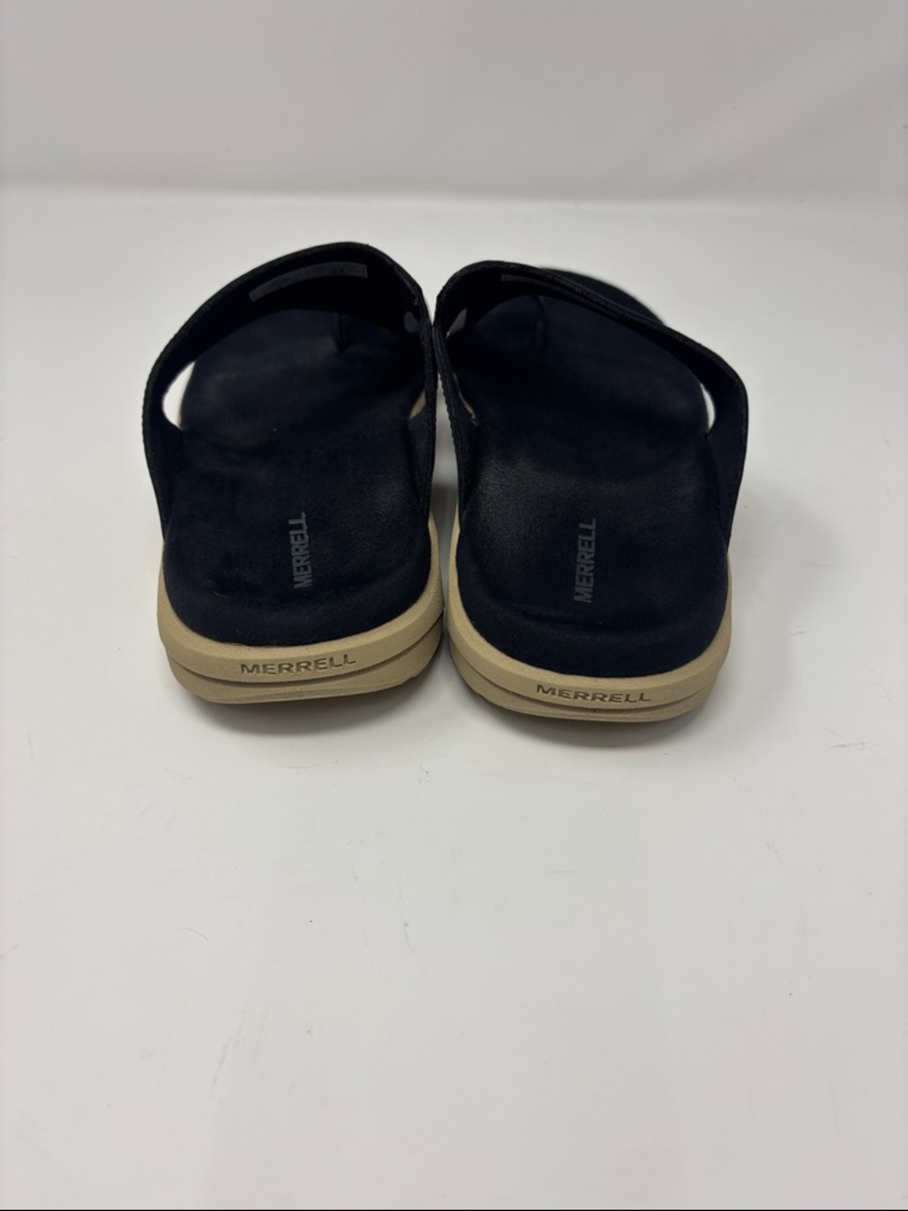 Merrell Black Slide Sandals with Tan Sole 7 - Picture 5 of 8